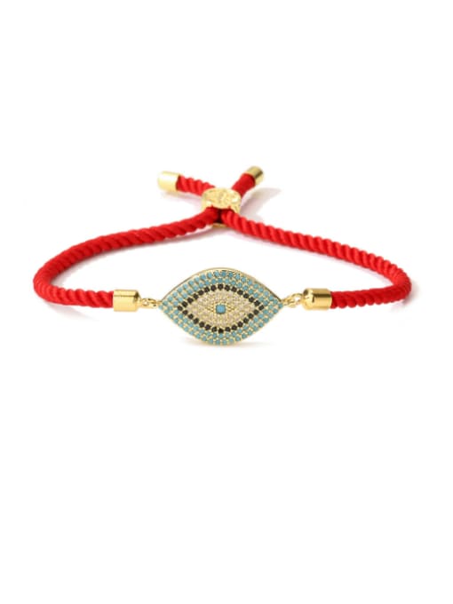 31308 Brass Cubic Zirconia Evil Eye Hip Hop Handmade Weave Bracelet
