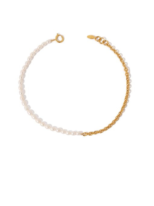 ACCA Brass Freshwater Pearl Geometric Minimalist Necklace