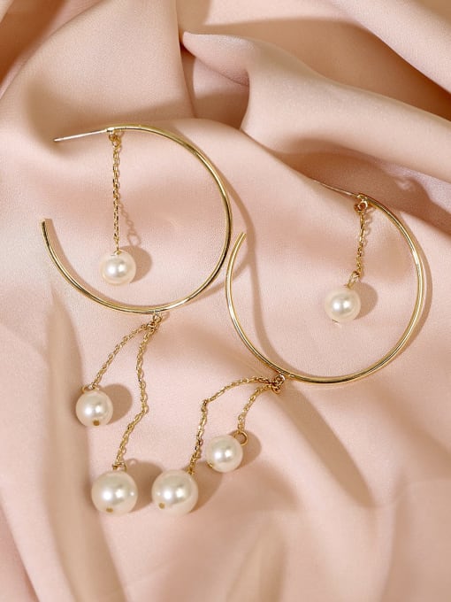 HYACINTH Brass Imitation Pearl Geometric Trend Huggie Earring 0