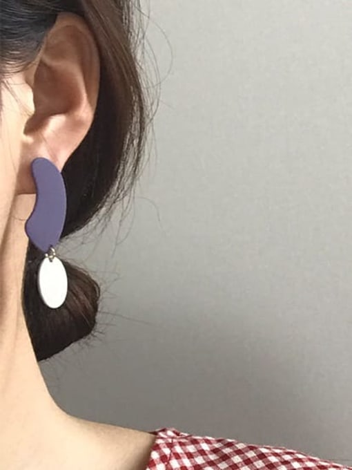 Five Color Alloy Enamel Geometric Minimalist Drop Earring 1
