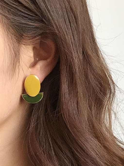 Five Color Alloy Enamel Round Minimalist Stud Earring 1