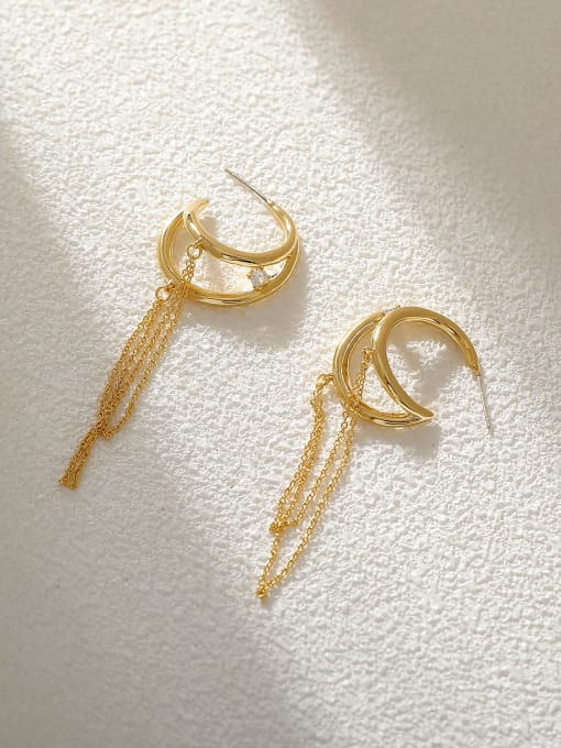 HYACINTH Brass Tassel Minimalist Drop Earring 2