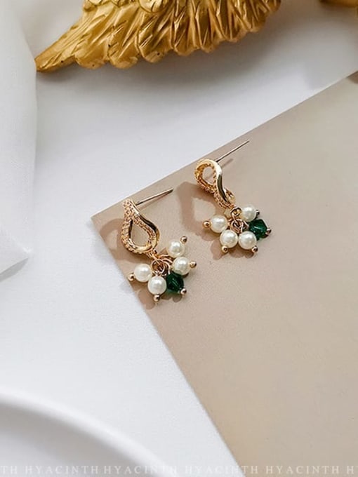 HYACINTH Copper Imitation Pearl Geometric Ethnic Huggie Trend Korean Fashion Earring 1