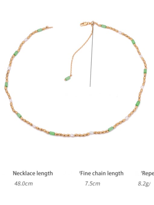 Detail Brass Imitation Pearl Geometric Hip Hop Beaded Necklace