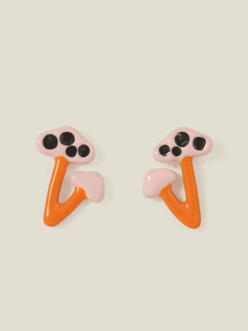 Five Color Alloy Enamel Mushroom Cute Stud Earring 2