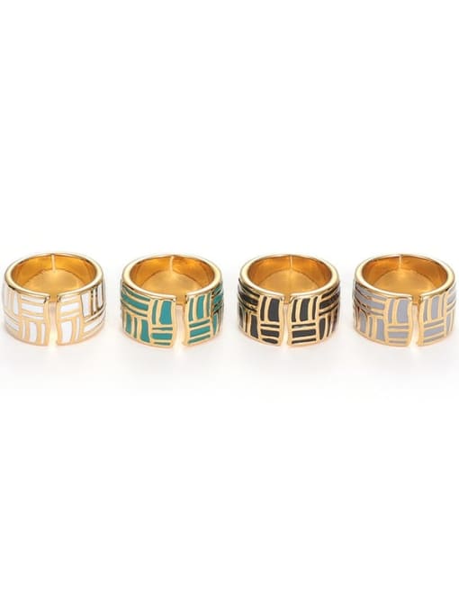 Five Color Brass Enamel Geometric Minimalist Band Ring 3