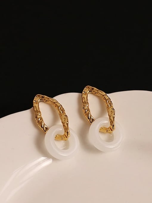 ACCA Brass Glass Stone Geometric Vintage Huggie Earring 2