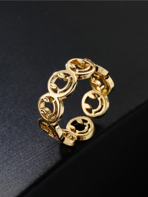 AOG Brass Hollow Geometric Hip Hop Band Ring 2