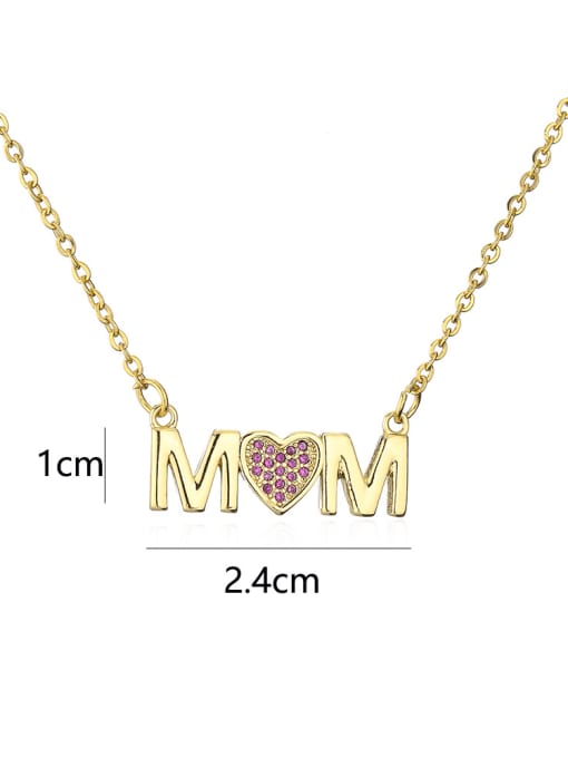 AOG Brass Cubic Zirconia Heart Dainty Letter MOM Pendant Necklace 2