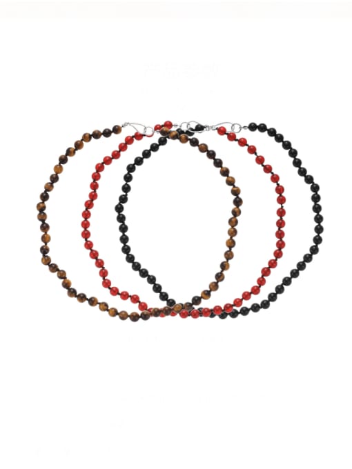 Five Color Brass Bead Enamel Geometric Hip Hop Beaded Necklace
