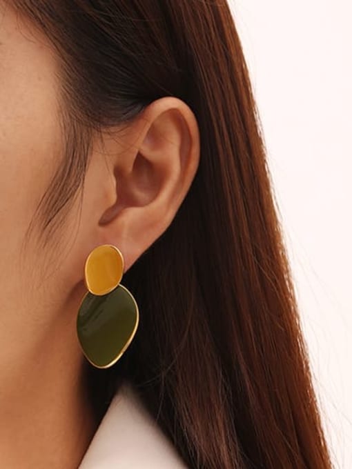 HYACINTH Brass Enamel Geometric Ethnic Drop Trend Korean Fashion Earring 2