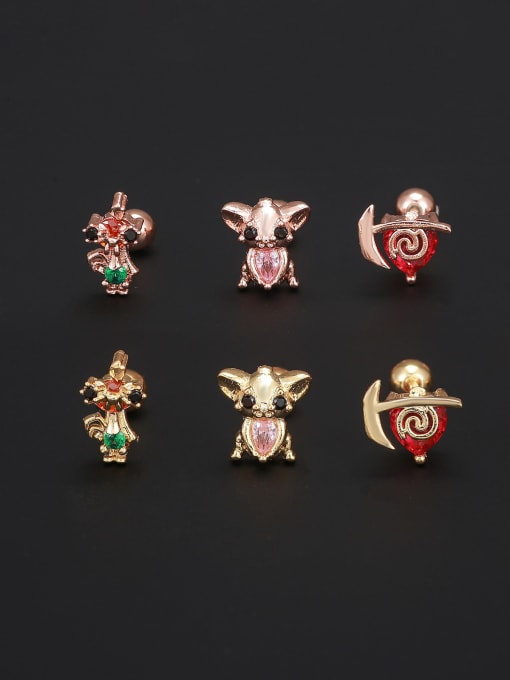 COLSW Brass Cubic Zirconia Animal Cute Stud Earring(Single-Only One) 3