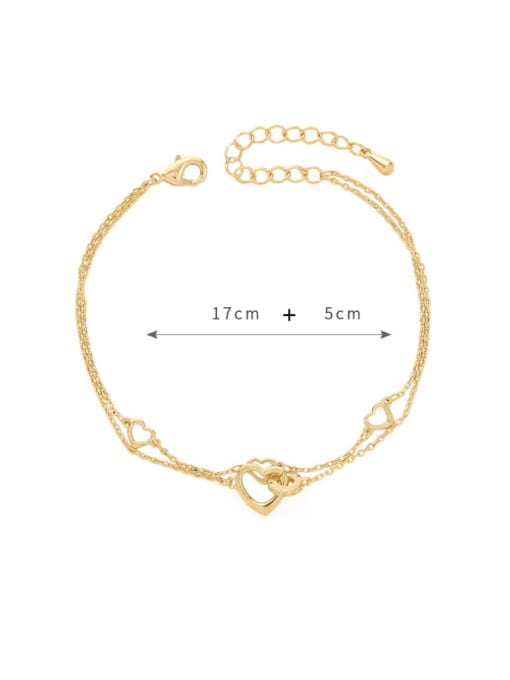 YOUH Brass Heart Minimalist Strand Double Layer Chain Bracelet 2
