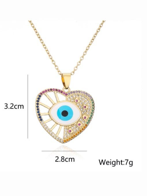 AOG Brass Cubic Zirconia Enamel Eye of Evil  Vintage Heart Pendant  Necklace 3