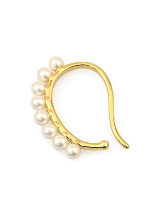 ACCA Brass Imitation Pearl Geometric Minimalist Clip Earring single 3