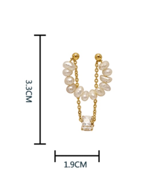 HYACINTH Brass Imitation Pearl Geometric Vintage Clip Earring 2