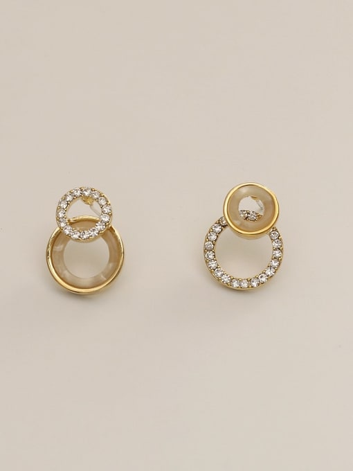 golden Brass Shell Geometric Minimalist Stud Trend Korean Fashion Earring