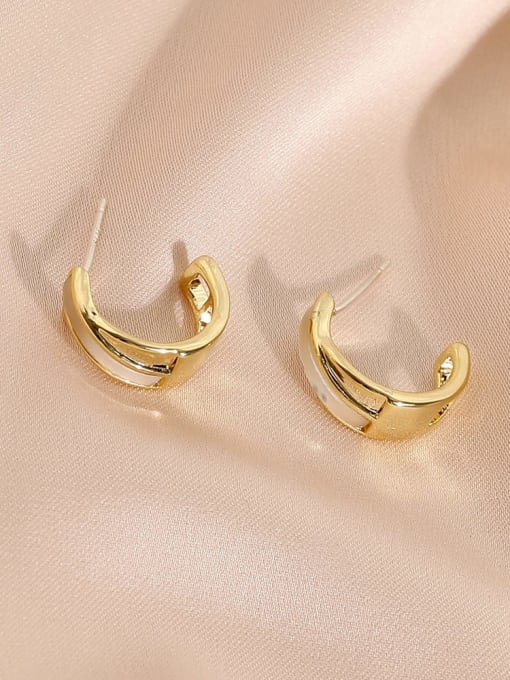 14k Gold Brass Shell Geometric Minimalist Stud Earring