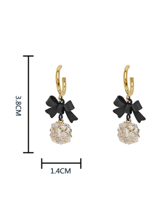 HYACINTH Brass Cubic Zirconia Bowknot Minimalist Huggie Earring 3