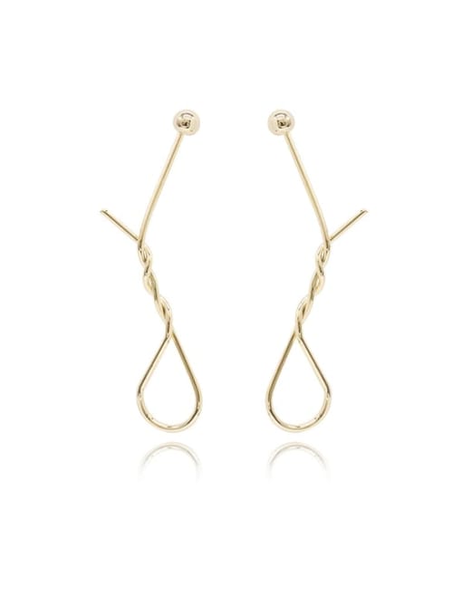 HYACINTH Copper Geometric Knot Minimalist Drop Trend Korean Fashion Earring 0