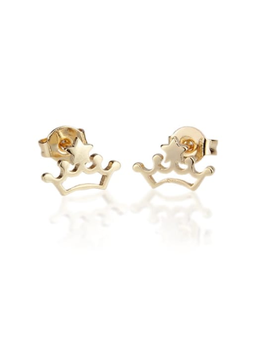 gold-plated Brass Crown Minimalist Stud Earring