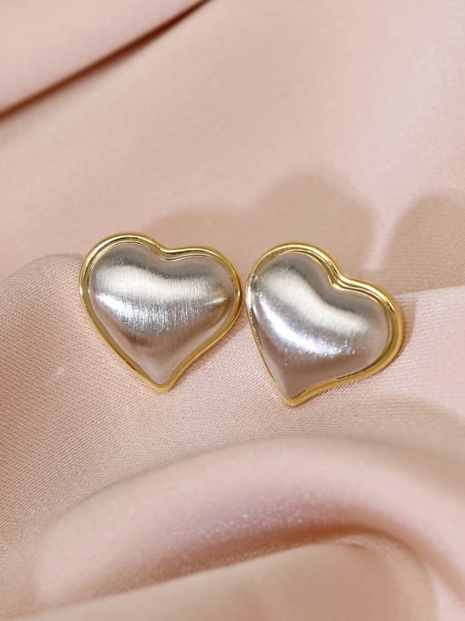HYACINTH Brass Smooth Heart Minimalist Stud Earring 0