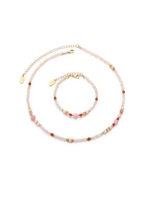 ACCA Brass Natural Stone Minimalist Irregular Bracelet and Necklace Set