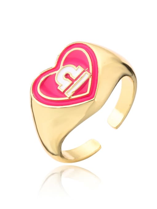 libra Brass Enamel Heart Vintage Band Ring