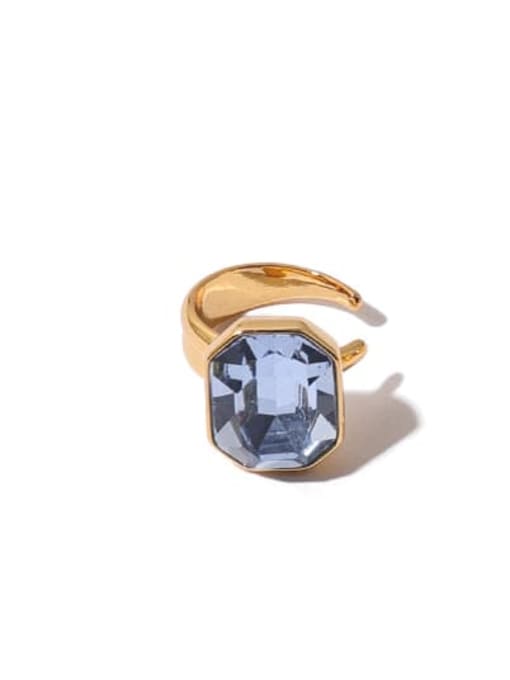 Light blue (Single ) Brass Glass Stone Square Minimalist Single Earring(Single -Only One)