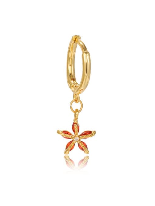 Starfish Brass Cubic Zirconia Multi Color Ocean animal Cute Huggie Earring