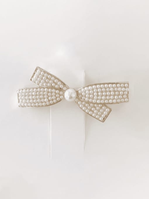 ZRUI Brass Imitation Pearl Trend Bowknot Hair Barrette 0