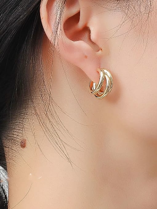 14K  gold Brass Geometric Minimalist Stud Trend Korean Fashion Earring