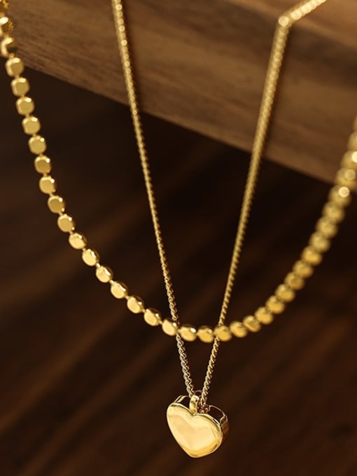 Five Color Brass Heart Minimalist Necklace 3