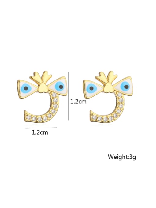 42104 Brass Cubic Zirconia Enamel Bowknot Cute Stud Earring