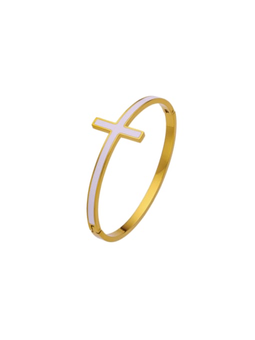 golden Titanium Steel Shell Cross Minimalist Band Bangle