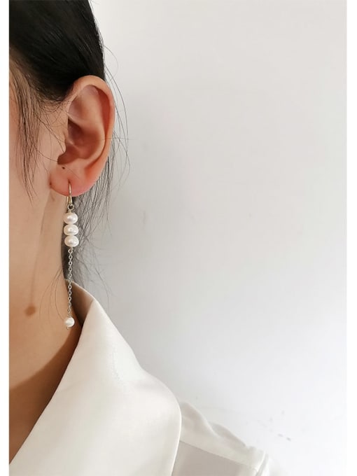 HYACINTH Copper Imitation Pearl Geometric Minimalist Hook Trend Korean Fashion Earring 1