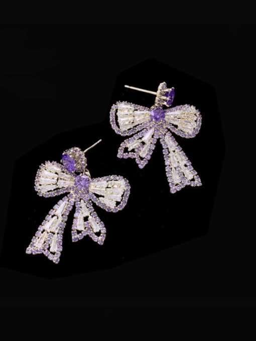 SUUTO Brass Cubic Zirconia Butterfly Luxury Cluster Earring 2