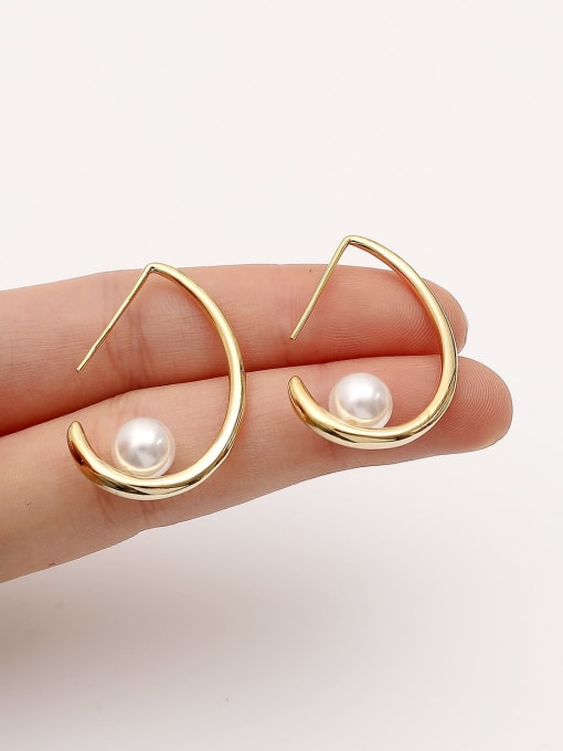 HYACINTH Brass Imitation Pearl Water Drop Minimalist Stud Trend Korean Fashion Earring 1