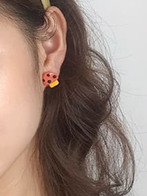 Five Color Alloy Enamel Mushroom Cute Stud Earring 1