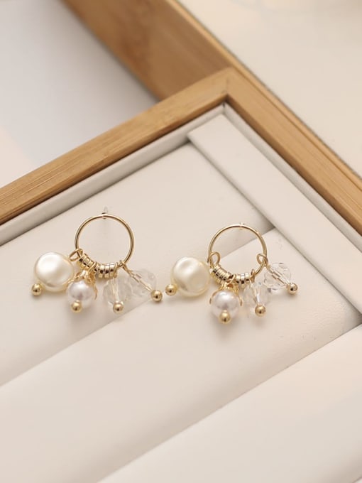 HYACINTH Copper Imitation Pearl Geometric Minimalist Huggie Trend Korean Fashion Earring 4