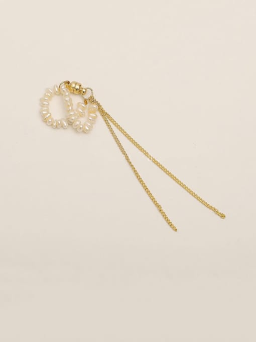 HYACINTH Brass Freshwater Pearl Tassel Minimalist Drop Trend Korean Fashion Earring 1