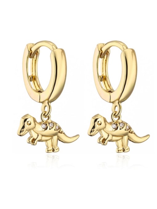 41023 Brass Cubic Zirconia Dragon Vintage Huggie Earring
