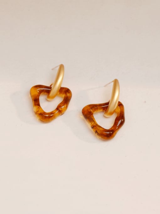 Matte Gold Brass Geometric Minimalist Drop Earring