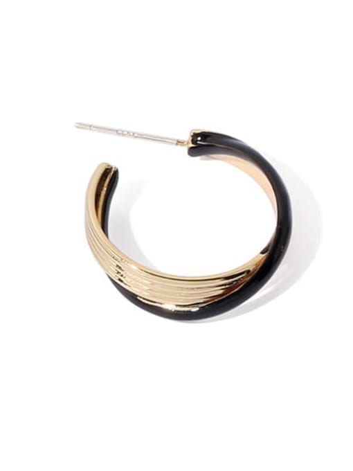Black gold Brass Enamel Geometric Vintage Stud Earring