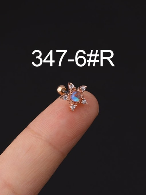 6  # Rose Gold Titanium Steel Cubic Zirconia Ball Hip Hop Stud Earring(Single Only One)