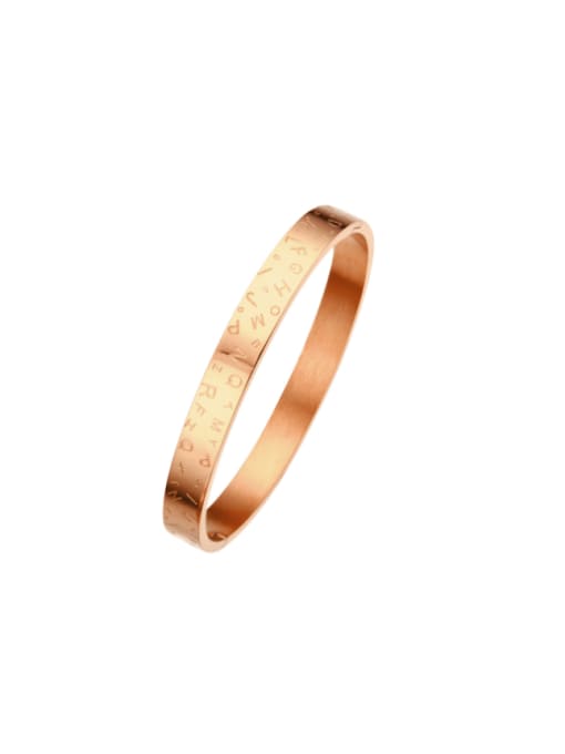 rose gold Stainless steel Letter Minimalist Band Bangle