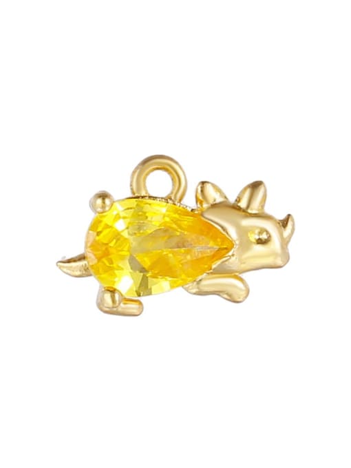 Yellow (gold) Brass Cubic Zirconia Multi Color  Dragon Cute DIY Charms