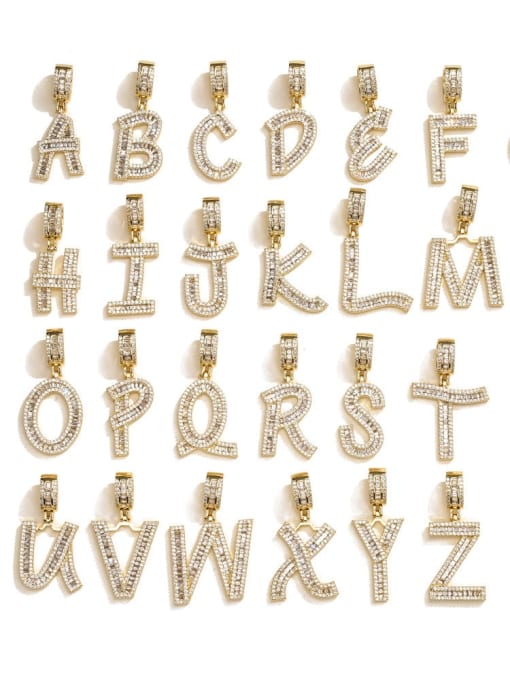 AOG Brass Cubic Zirconia  Vintage  Letter  Pendant Necklace 2