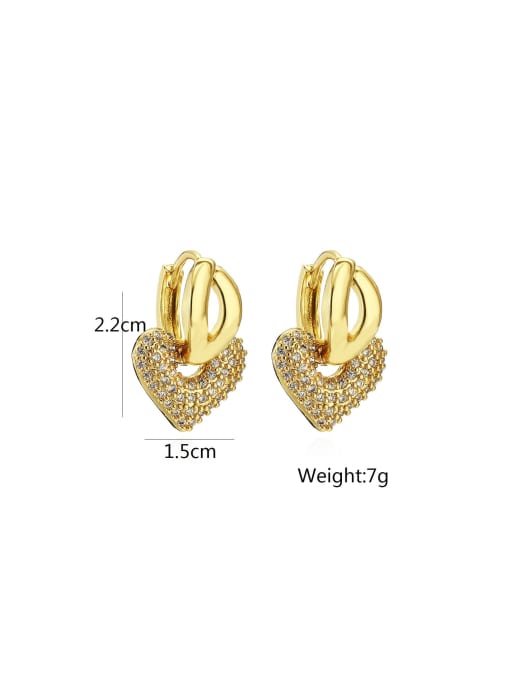 AOG Brass Cubic Zirconia Heart Dainty Stud Earring 3