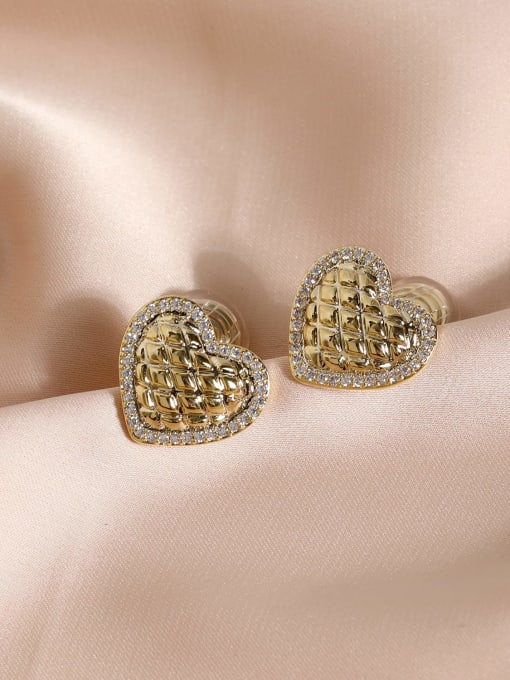 HYACINTH Brass Cubic Zirconia Heart Minimalist Clip Earring 2